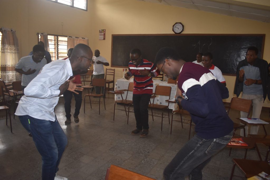 Participants take part in an ice-breaker session during the AHAPPY Training of trainers