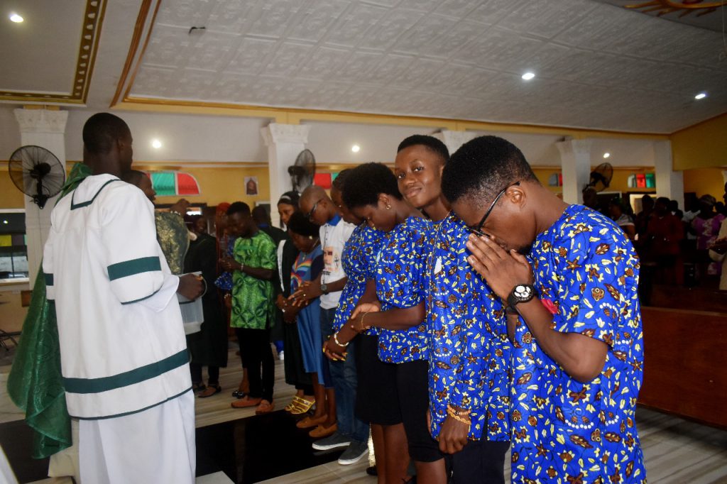 The youths took part in the Eucharistic mass led by Fr. Tersoo Gwaza that was held in celebration of the youths who had completed the Computer literacy program-Beginner level at Holy Family Catholic Church, Montserrado, Liberia